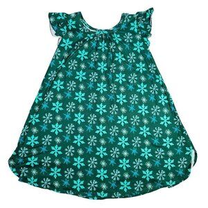 Dot Dot Smile Flapper Dress Sz 7 Snowflake Green Blue Christmas Holiday Winter